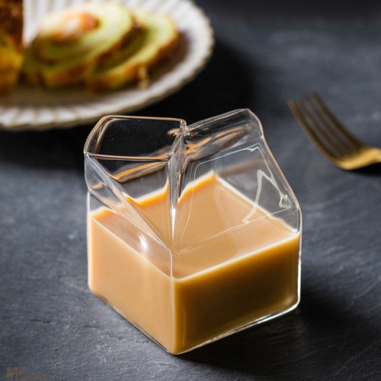 Glass Milk Cup Square Japanese Style