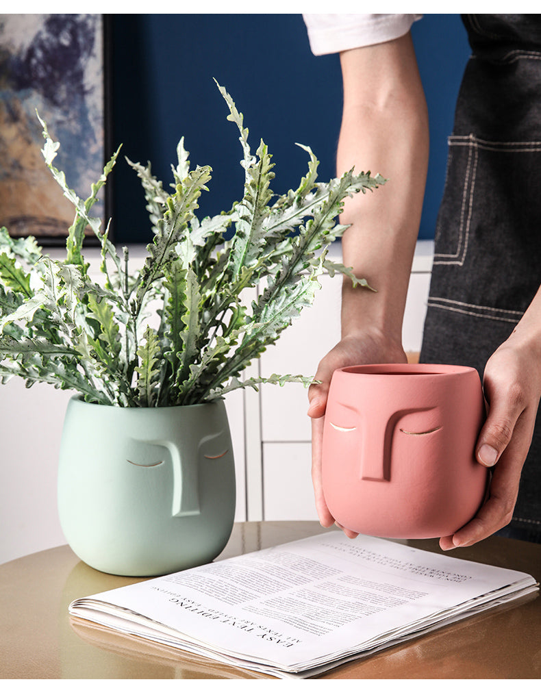 Ceramic Face Head Flower Pot