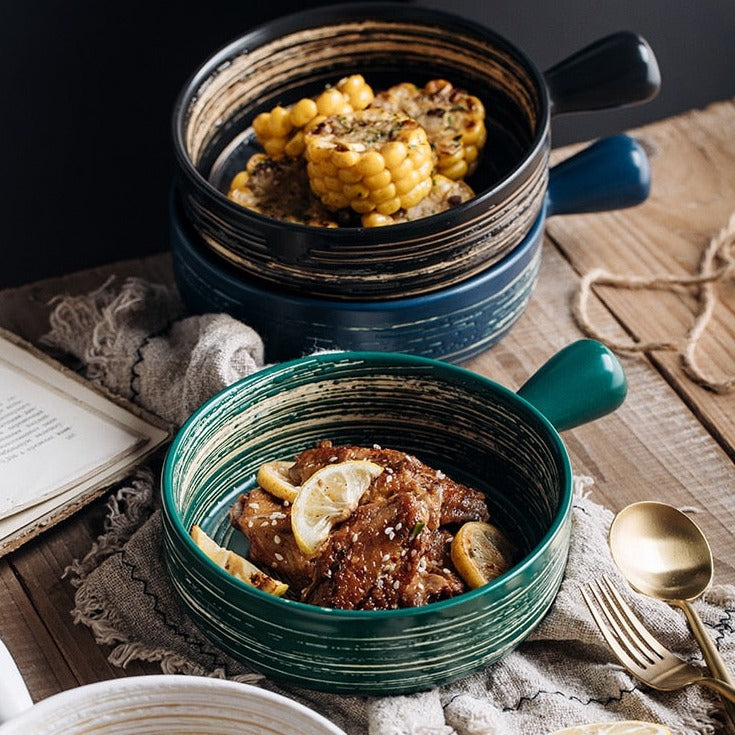 Nordic Ceramic Bowls with Stylish Handle