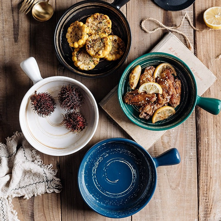 Nordic Ceramic Bowls with Stylish Handle