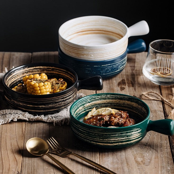 Nordic Ceramic Bowls with Stylish Handle