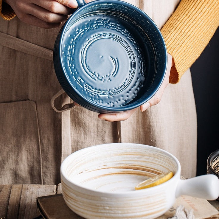 Nordic Ceramic Bowls with Stylish Handle