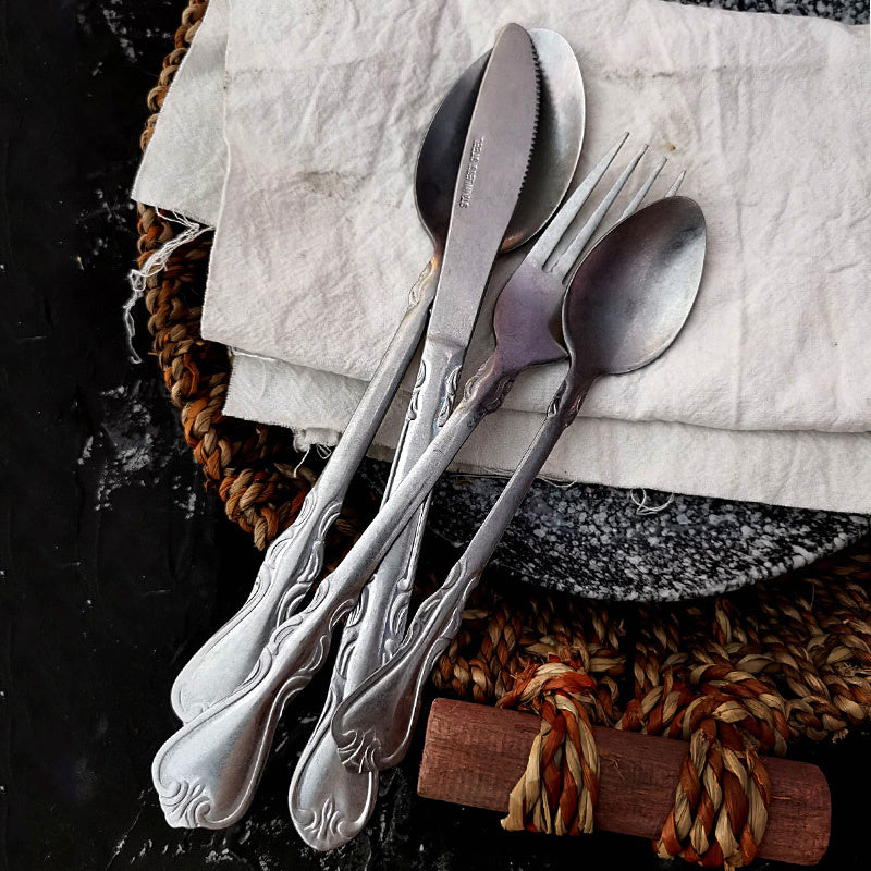 Stainless Steel Retro Dinnerware Set