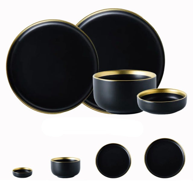 Black Tableware Porcelain Dinner Plates