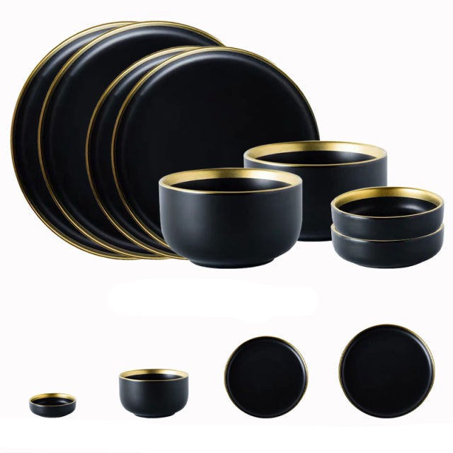 Black Tableware Porcelain Dinner Plates