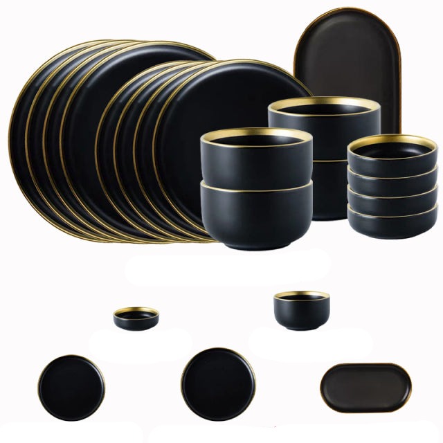Black Tableware Porcelain Dinner Plates