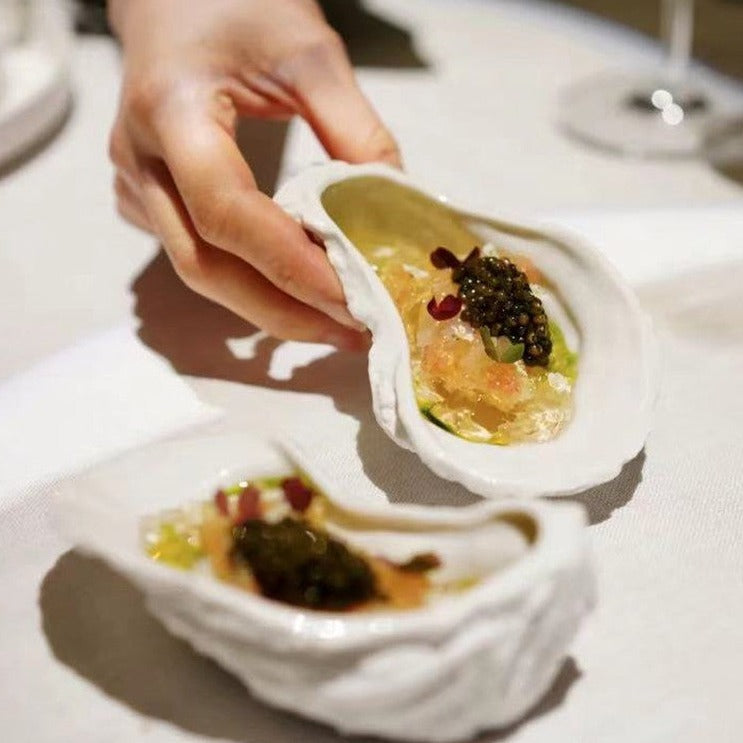 Irregular Ceramic Plate Oyster-Shaped