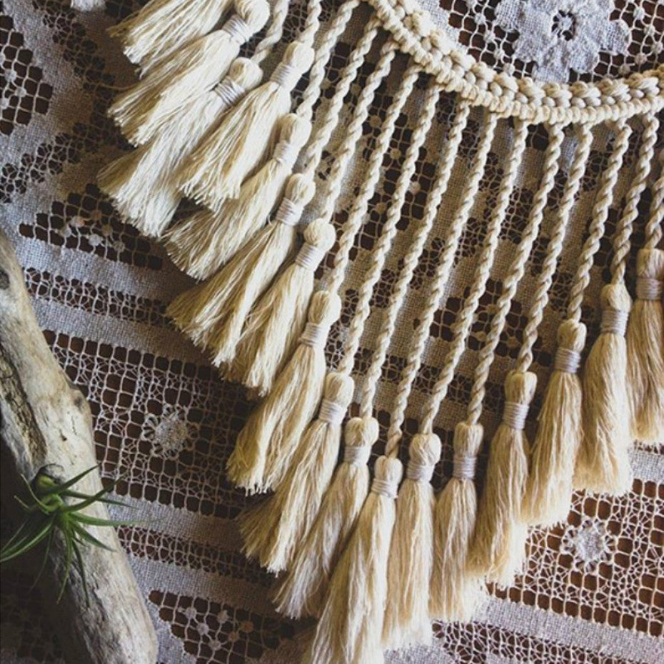 Macrame Tassel Wicker Basket Handmade