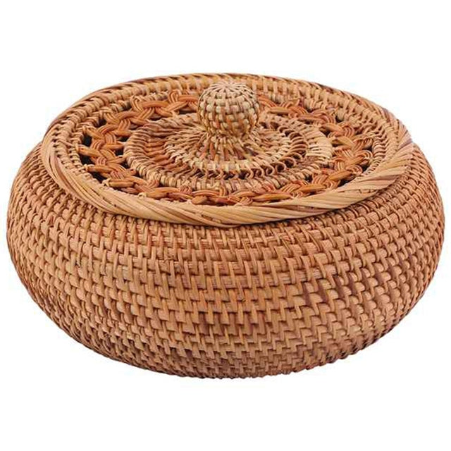 Round Rattan Boxes with Lid Hand-Woven