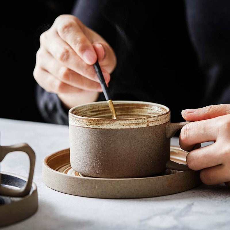 Handmade Ceramic Cups With Platter