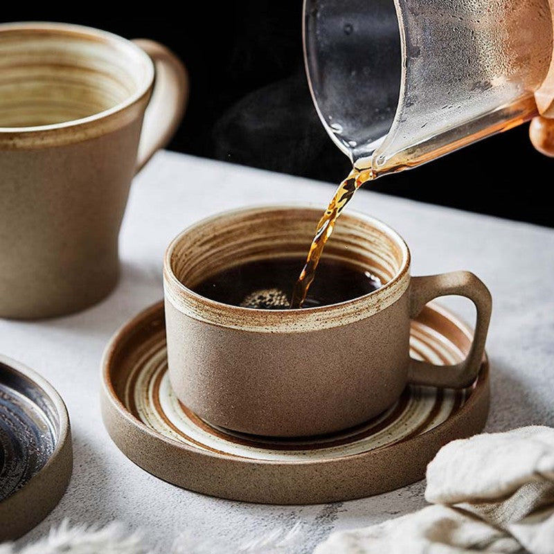 Handmade Ceramic Cups With Platter