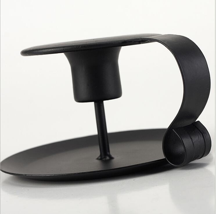 Matte Black Iron European Style Candlestick Stand
