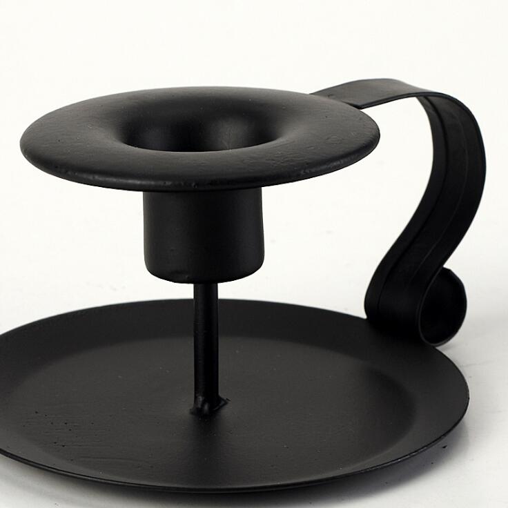 Matte Black Iron European Style Candlestick Stand