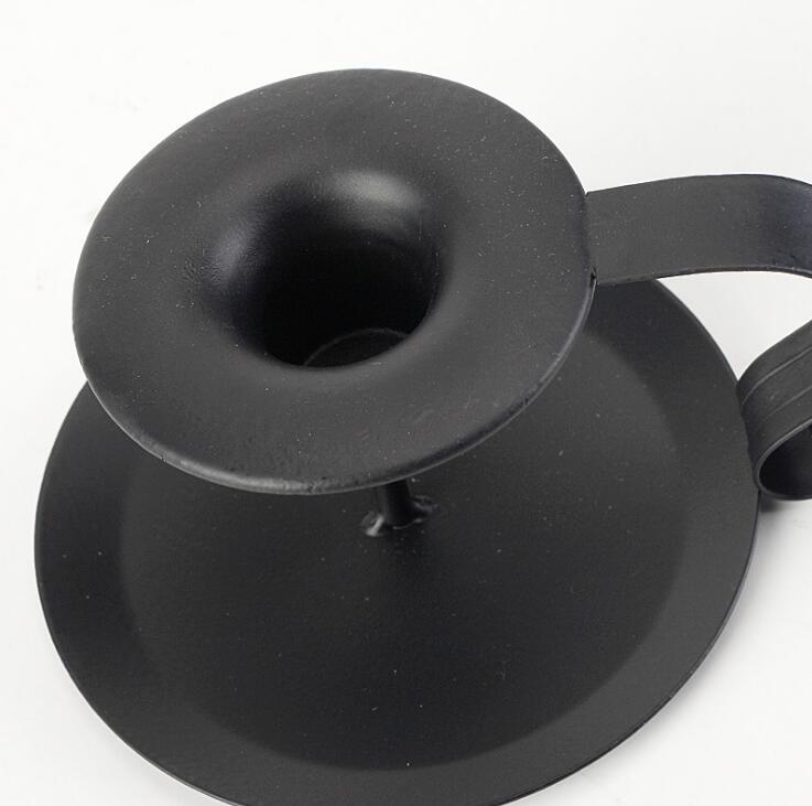 Matte Black Iron European Style Candlestick Stand