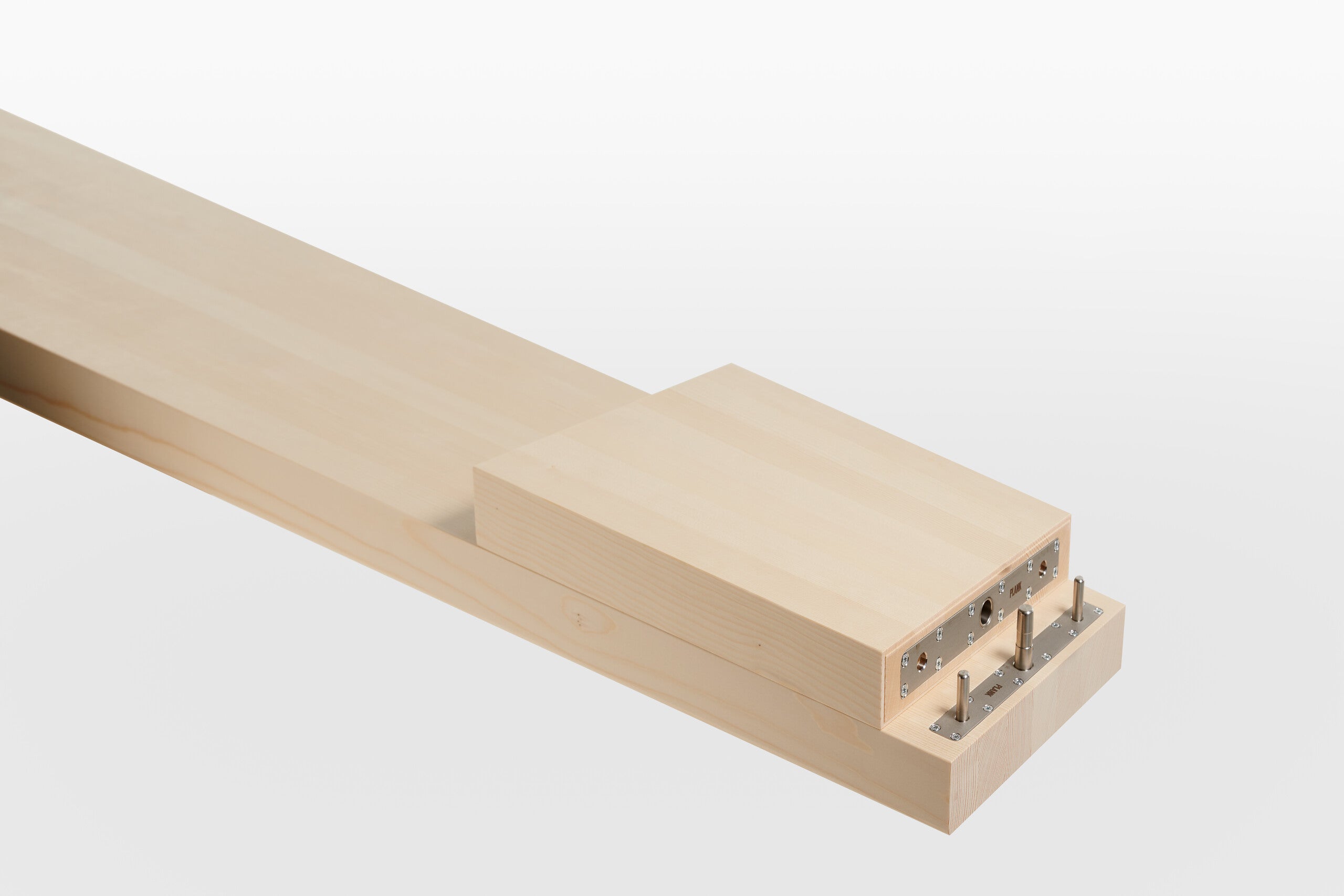 Connection type of wooden bench parts on a white background