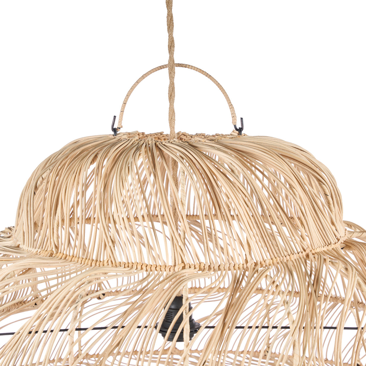 Rattan The Aurora Puff Pendant - Natural - XL On a White Background