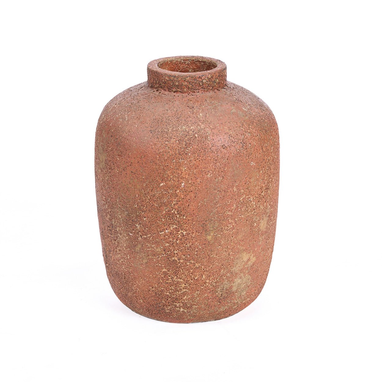 Terracotta vase on a white background