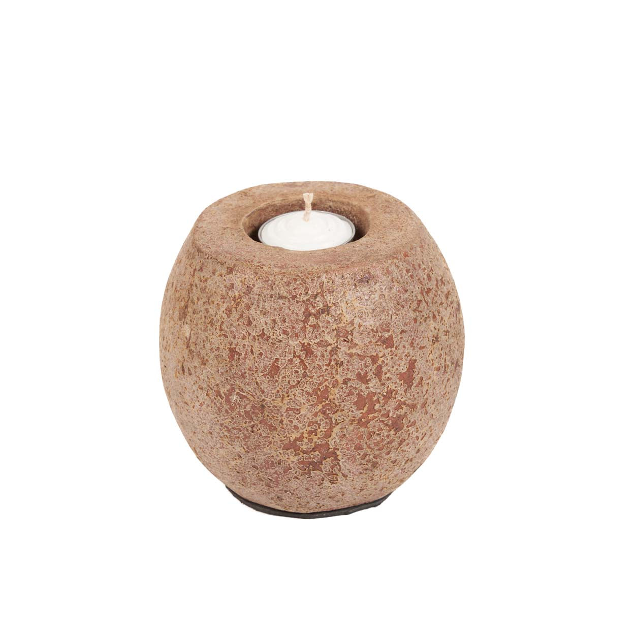 Decorative candle holder made of terracotta on a white background