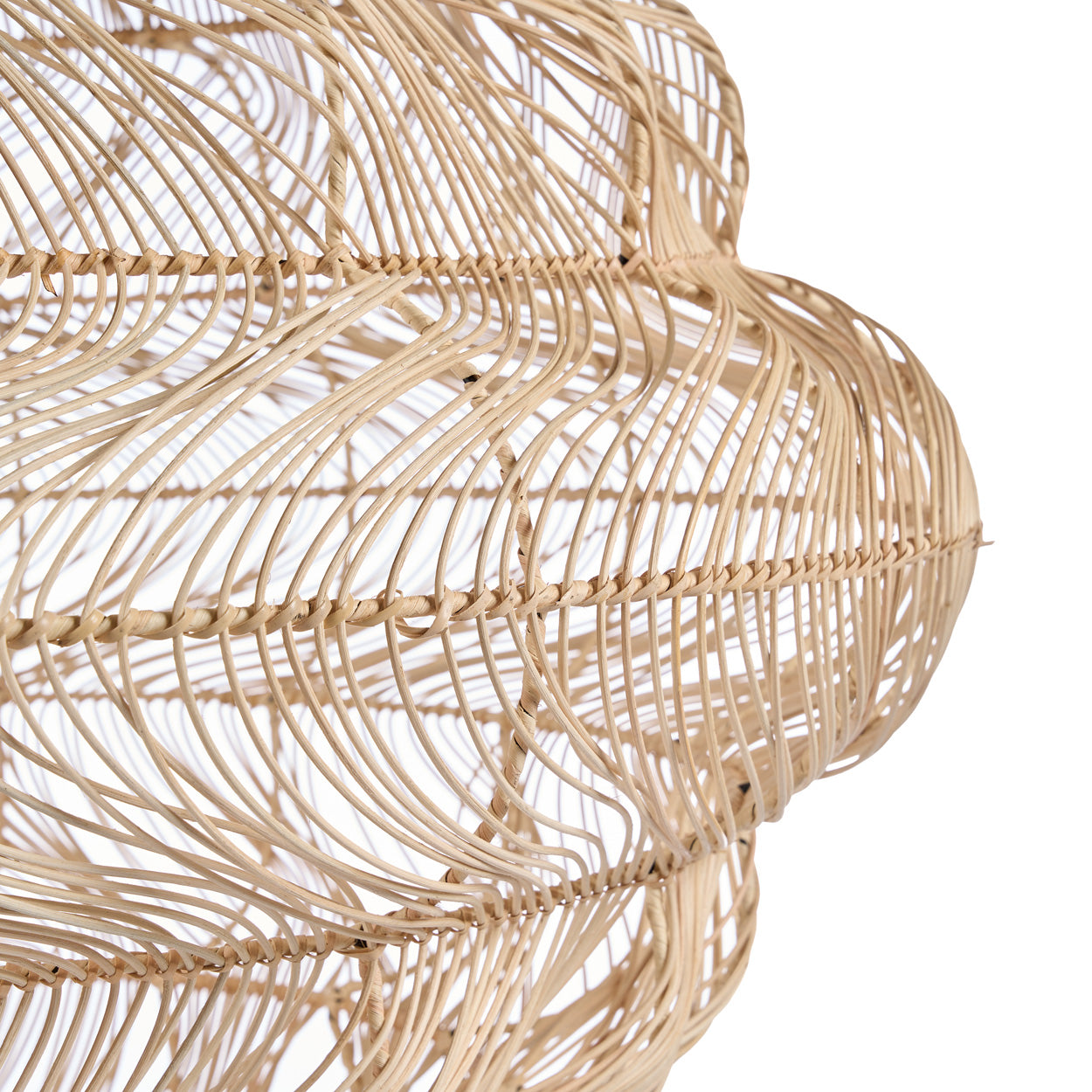 Close-up of a The Aurora Puff Pendant - Natural - XL With a Natural Finish On a White Background