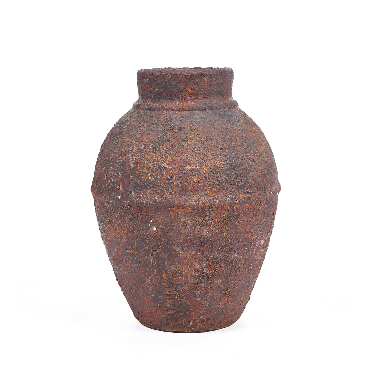 Rustic terracotta pot on a white background