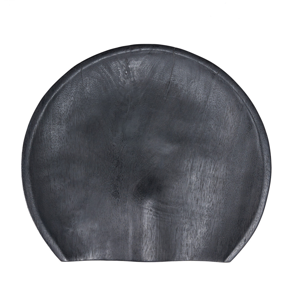 Round black seat of a bar stool on a white background