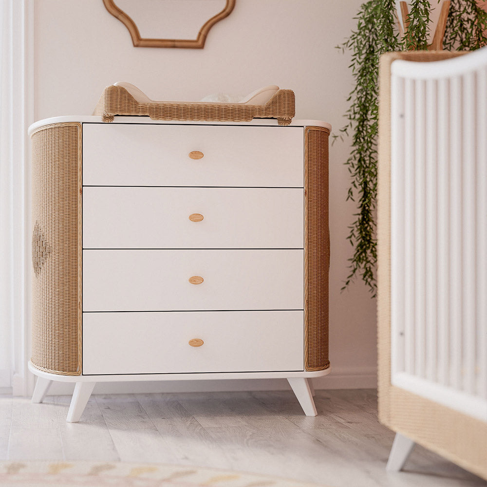 COQUILLAGE Chest of Drawers with Wicker Sides Interior