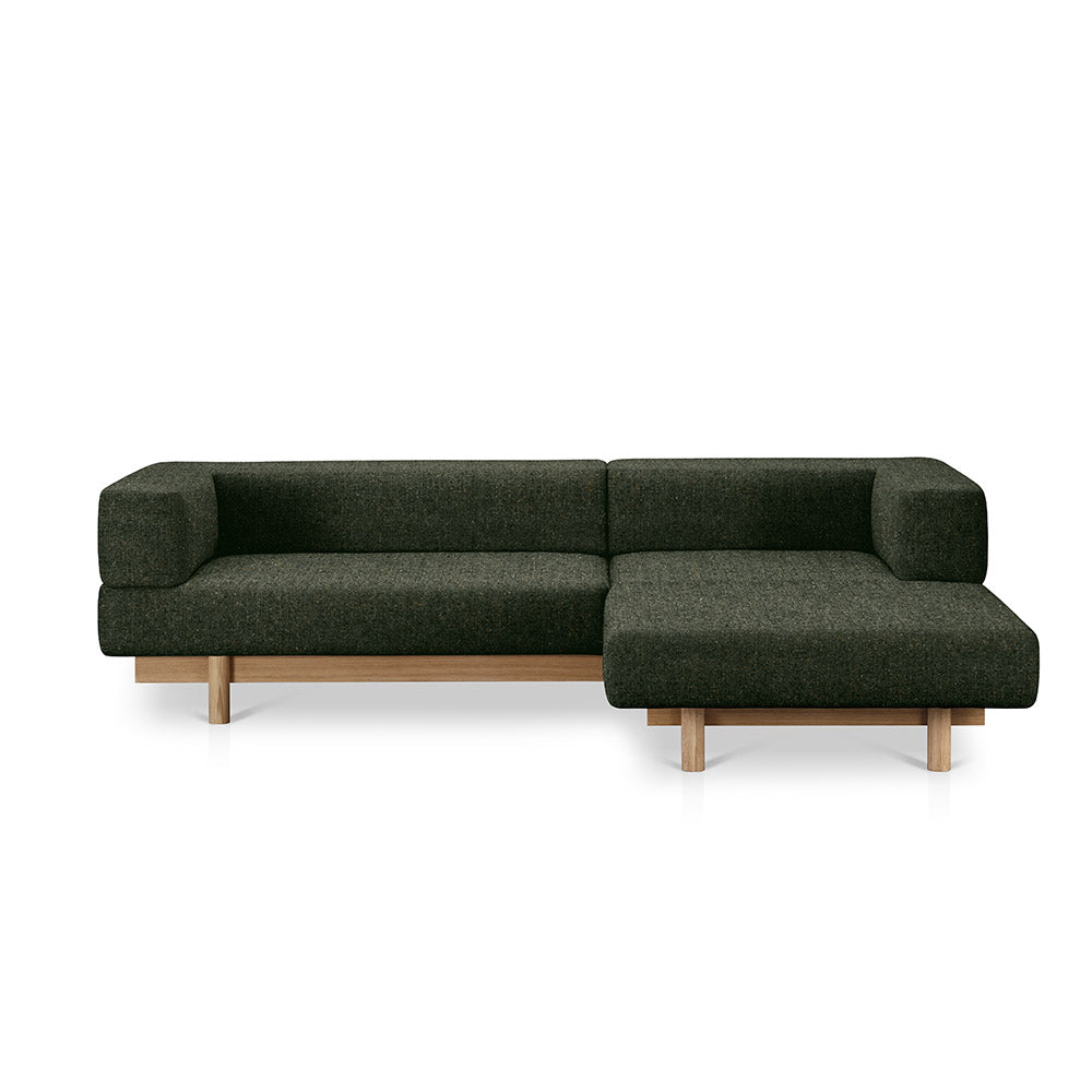Alchemist Sofa with Chaise Lounge on Right Side Green