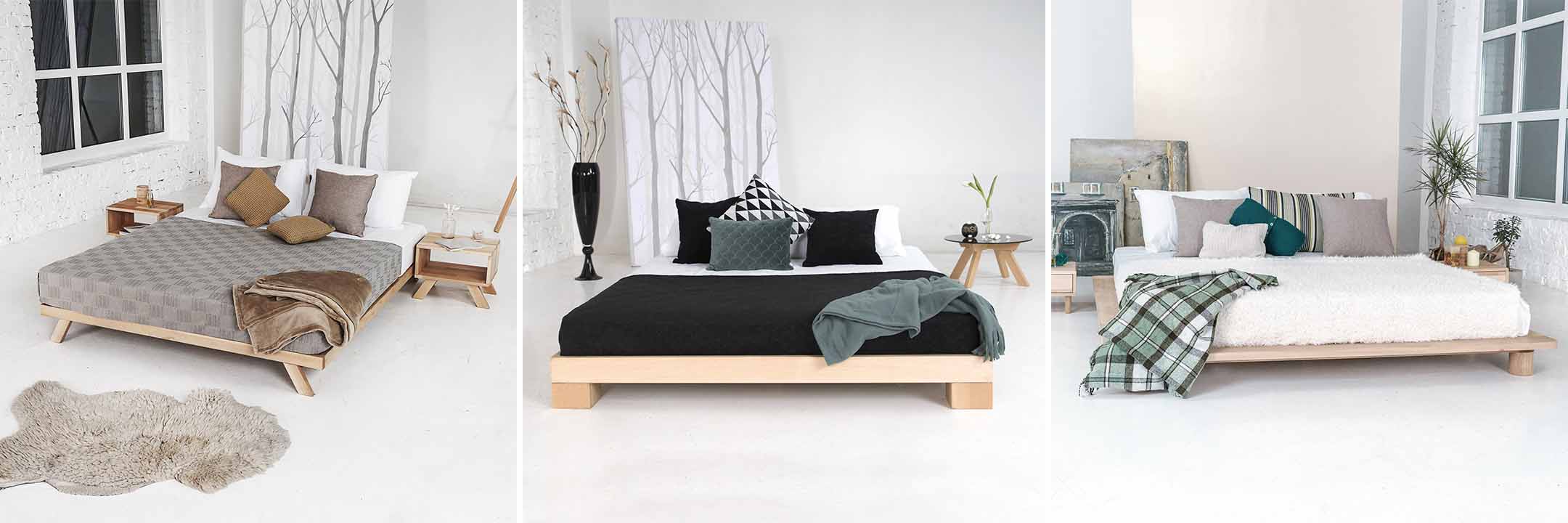 Wooden double beds in Scandinavian design