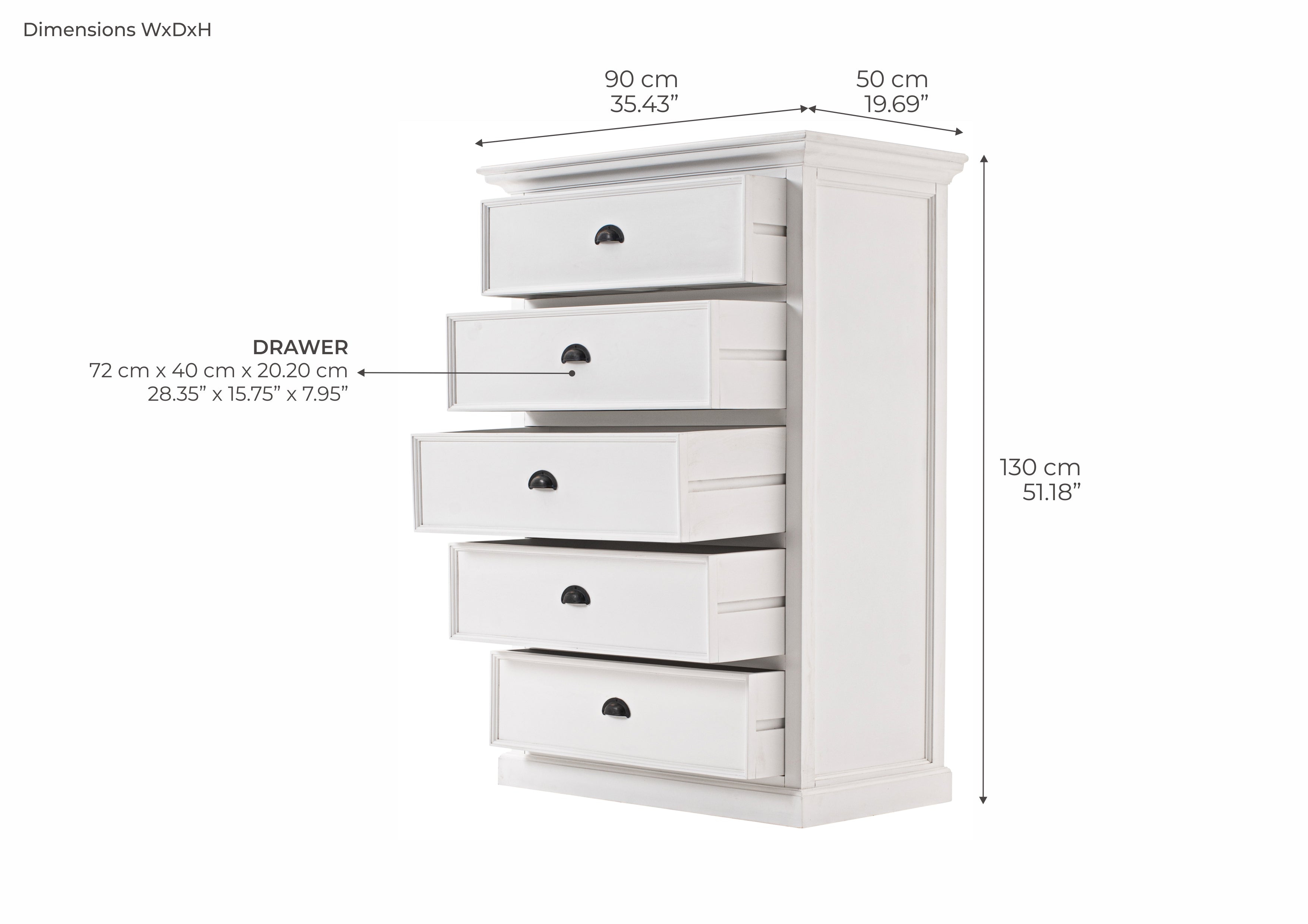 HALIFAX Chest of Drawers Dimensions
