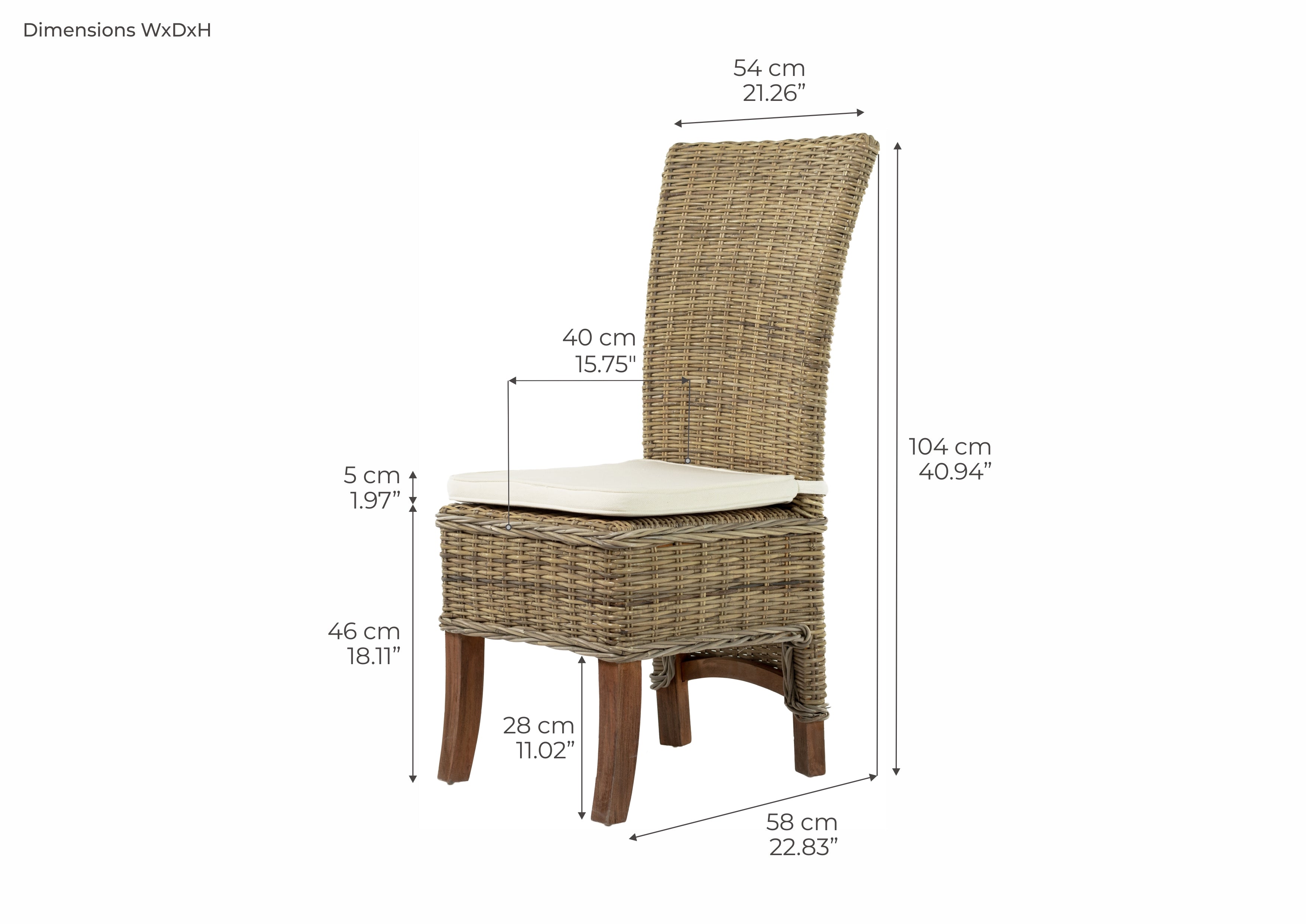 SALSA Dining Chair Dimensions