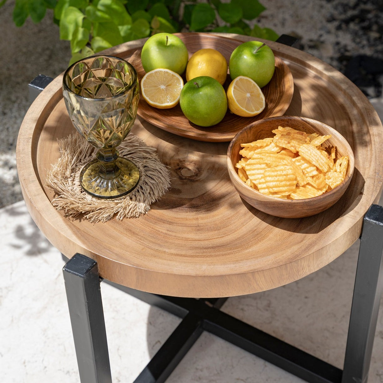 The RAIN TREE Side Table - Natural Black