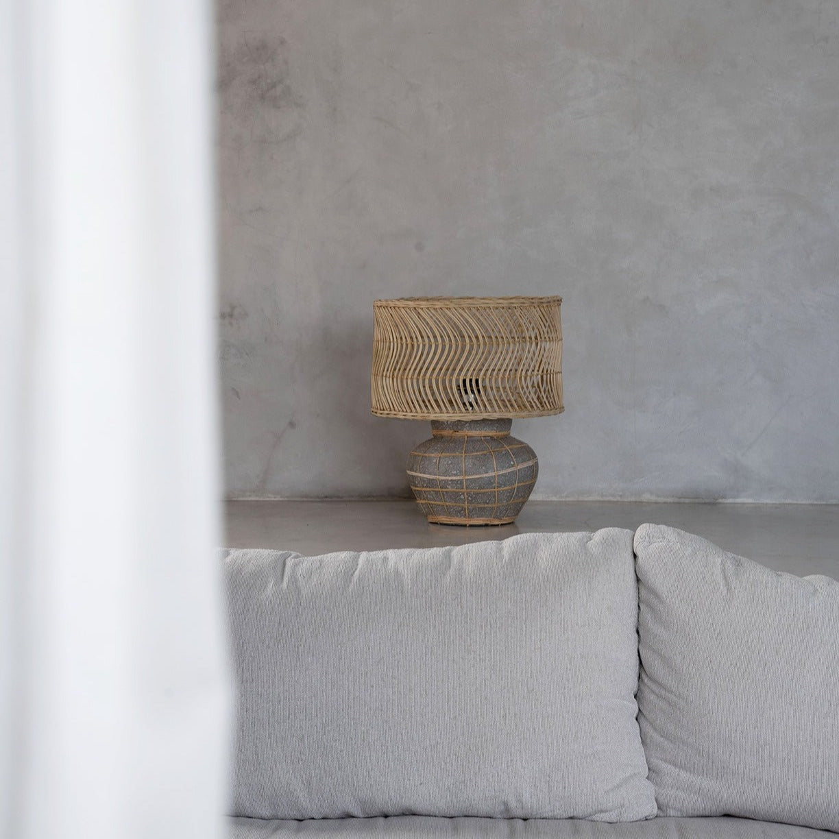 The KYTHIRA Table Lamp - Natural Concrete Interior