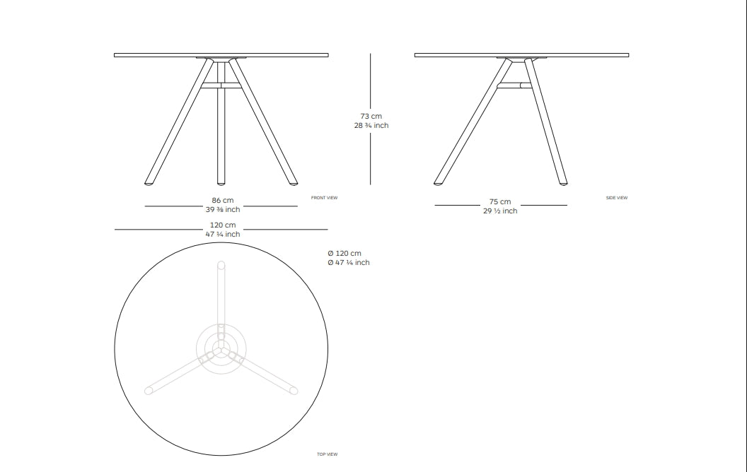 Round MART table with 120 cm table top diameter