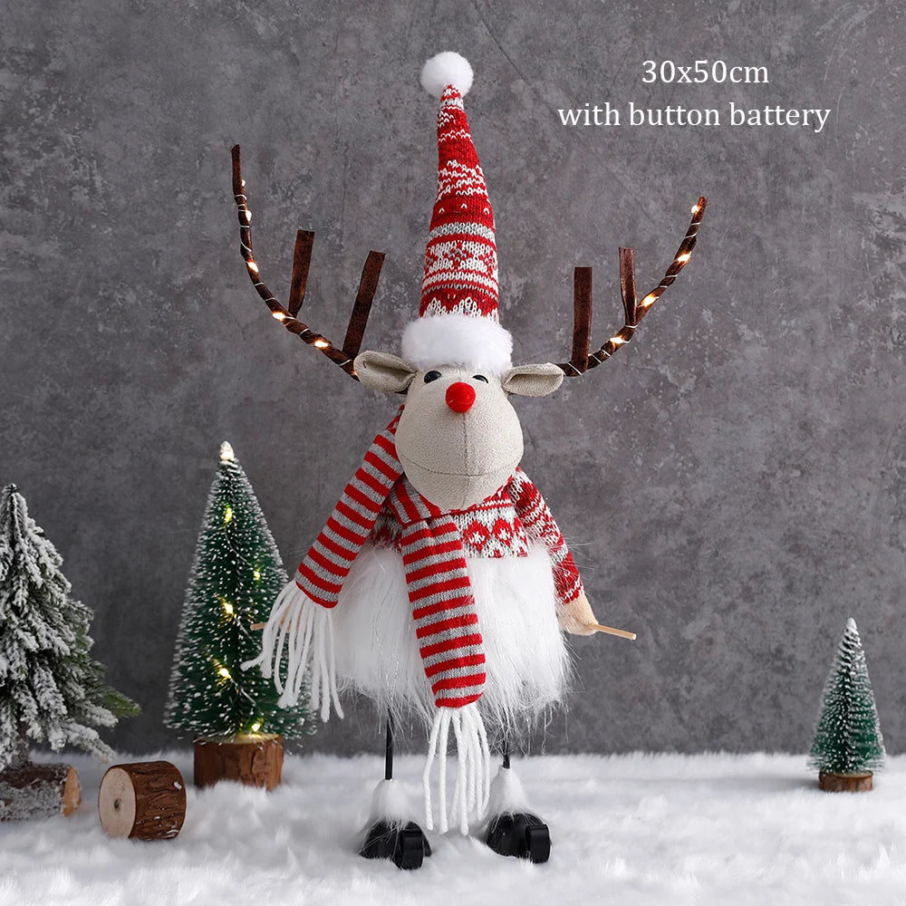 Large Standing Christmas Reindeer Doll with LED Lights