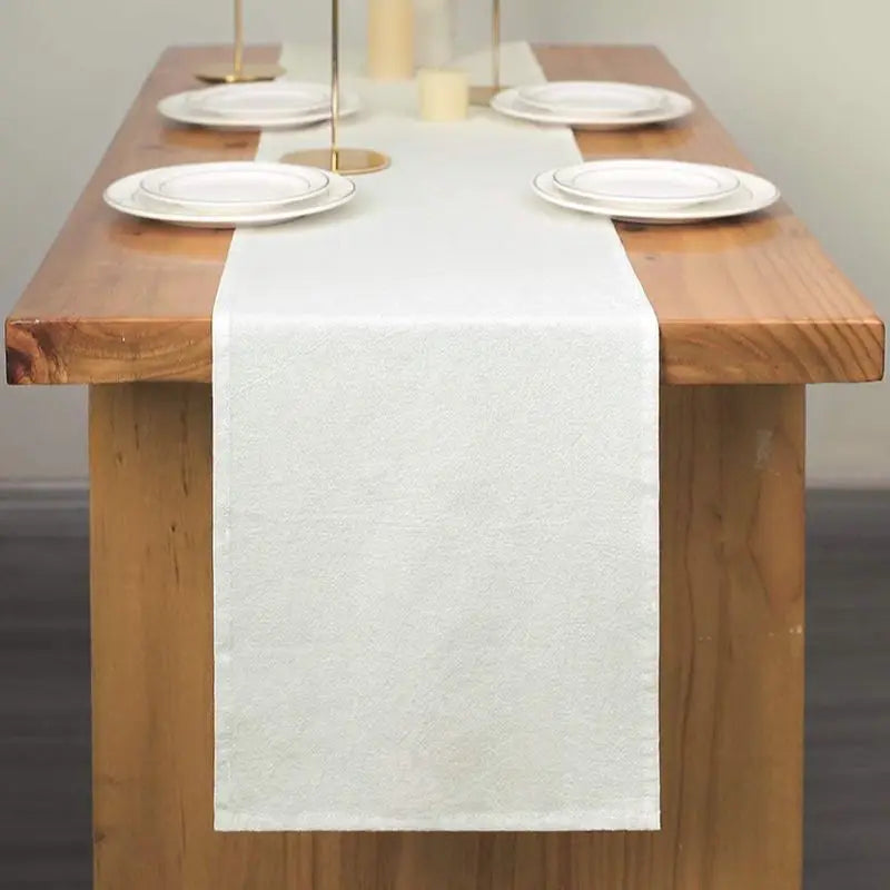 White Table Runner From Cotton Fabric