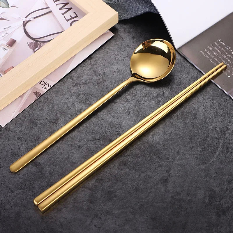Korean Long Handle Cutlery Set