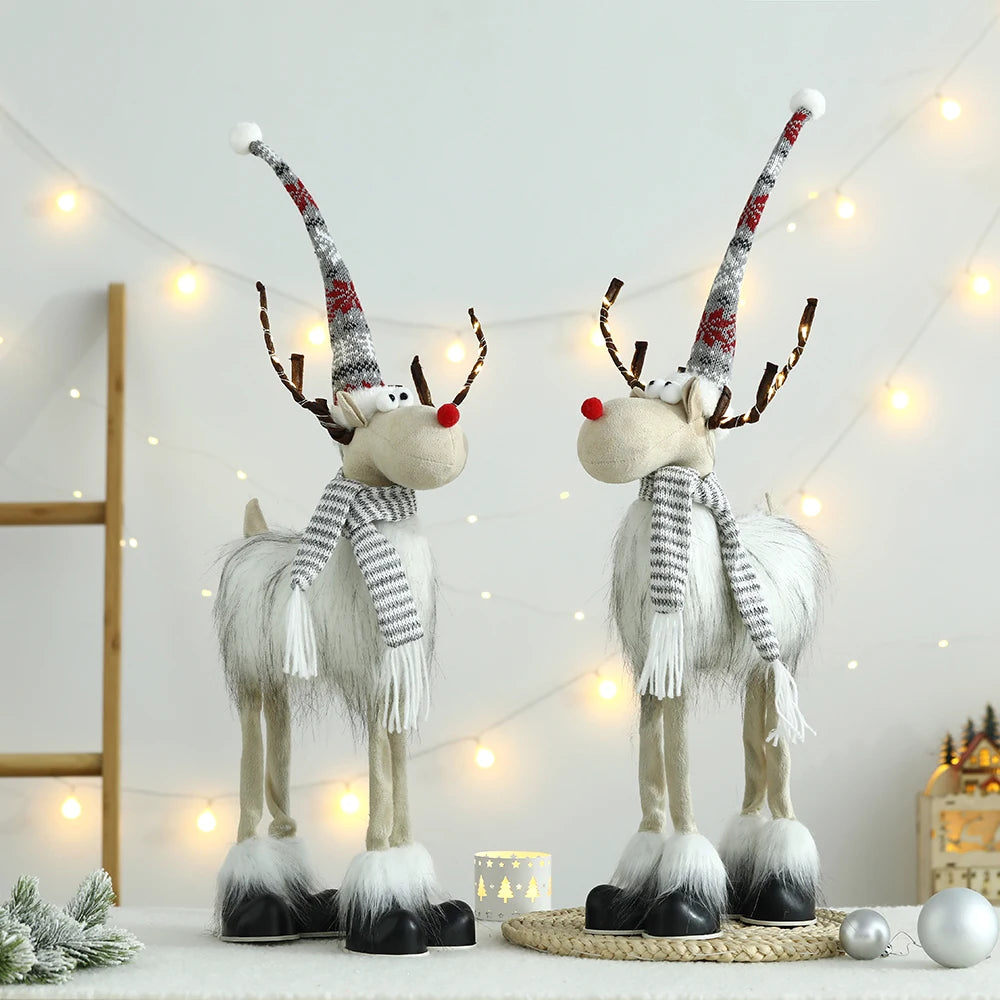 Large Standing Christmas Reindeer Doll with LED Lights