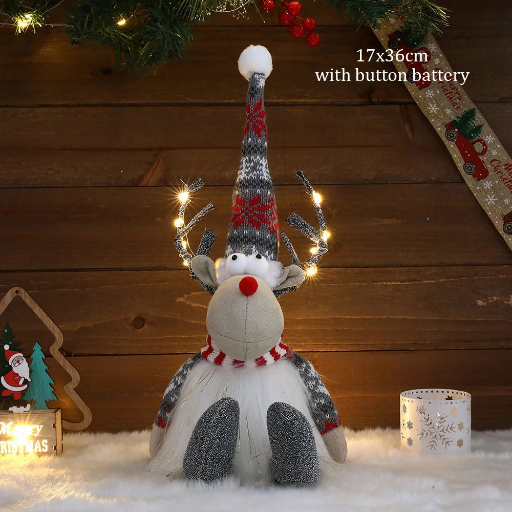 Large Standing Christmas Reindeer Doll with LED Lights