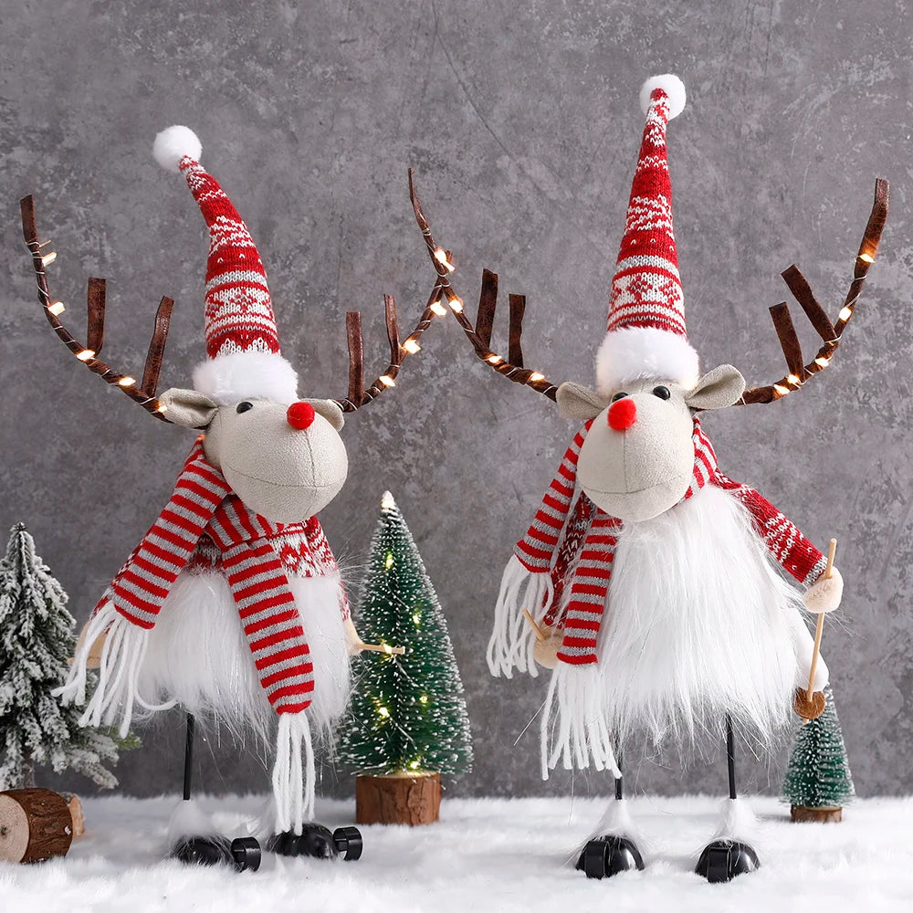 Large Standing Christmas Reindeer Doll with LED Lights