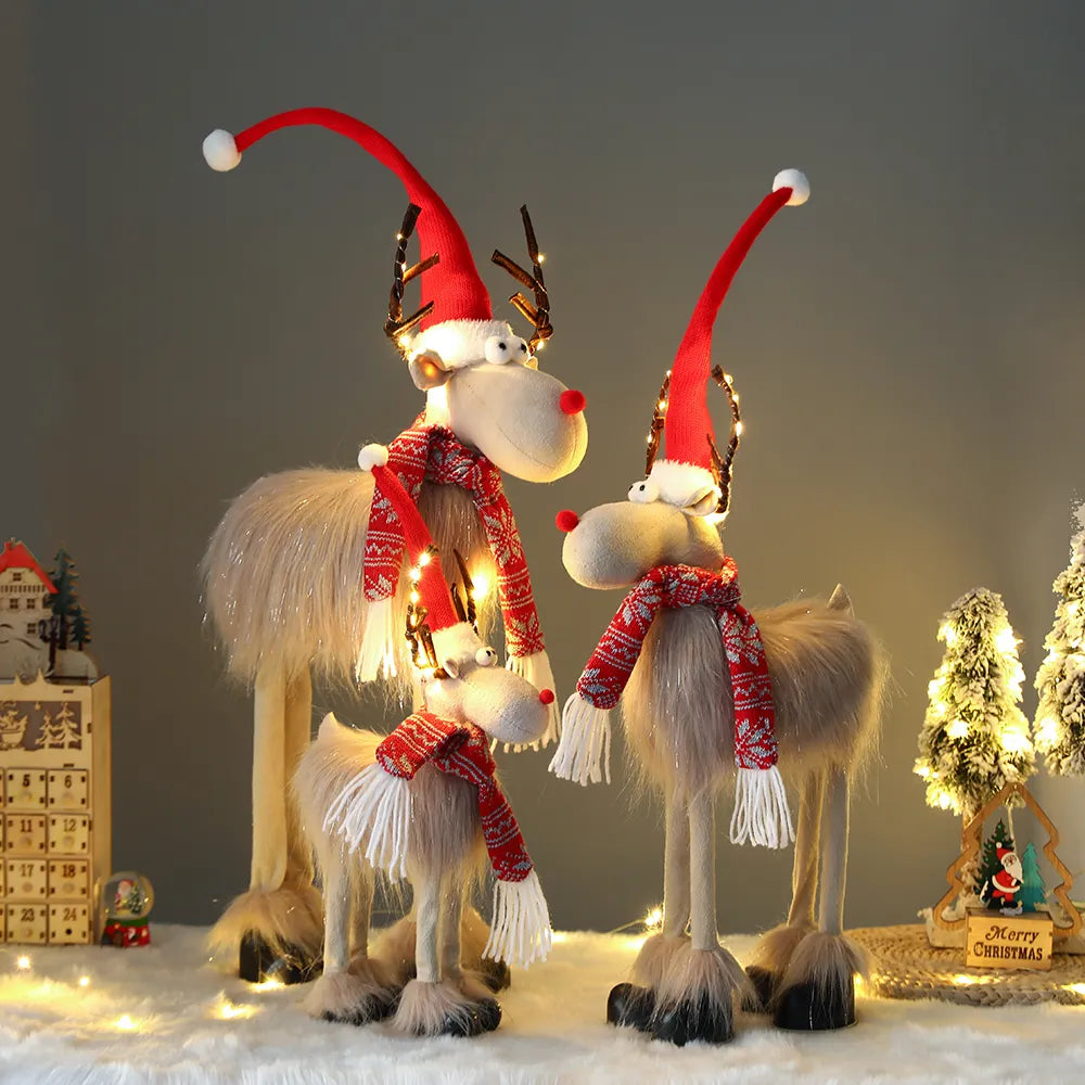 Large Standing Christmas Reindeer Doll with LED Lights