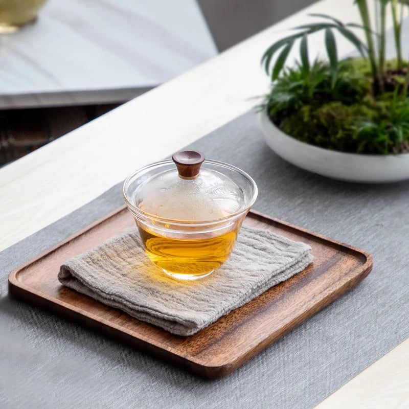 Walnut Wood Rectangular Tray For Tea