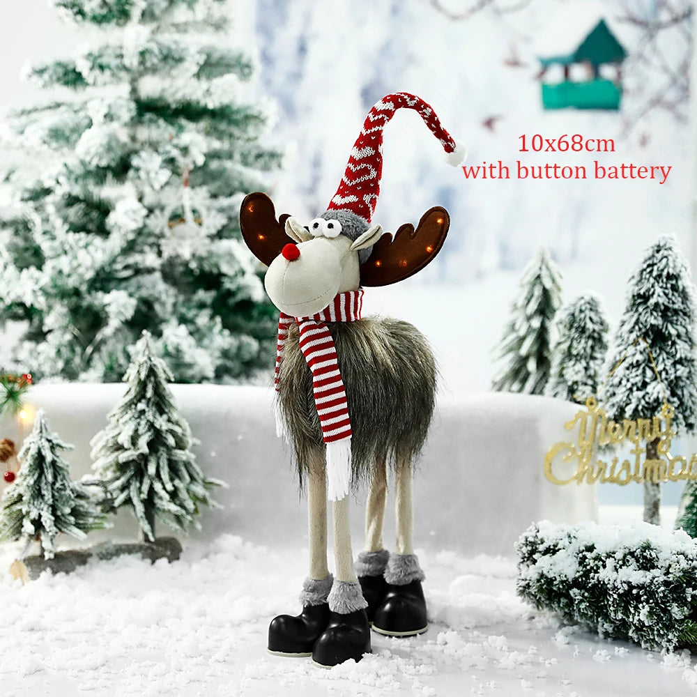 Large Standing Christmas Reindeer Doll with LED Lights