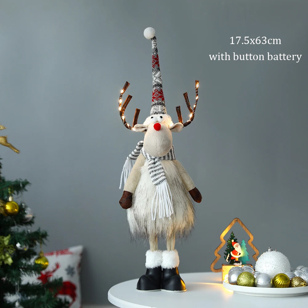 Large Standing Christmas Reindeer Doll with LED Lights