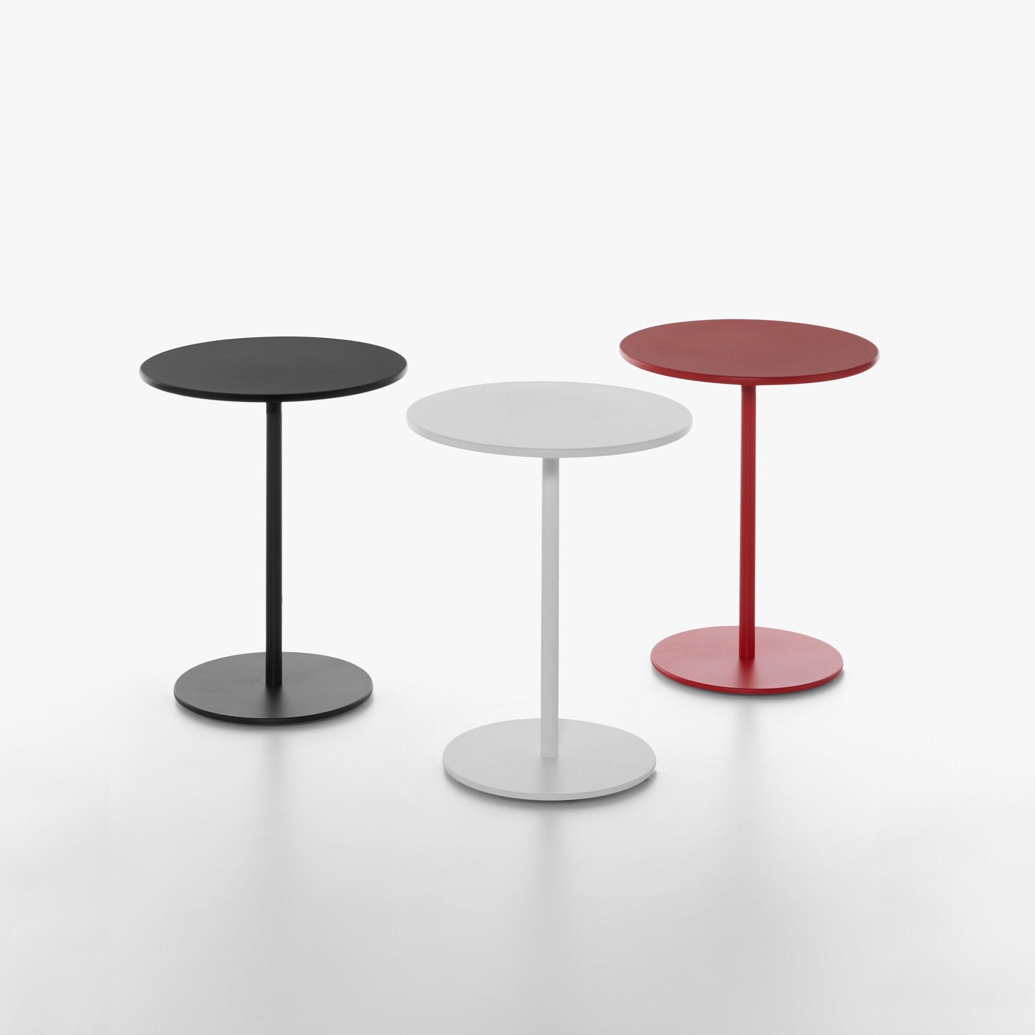 BON Round Tables White, Black, Red Colours