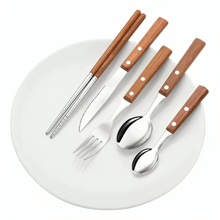 Retro Style Dinnerware Wood And Stainless Steel