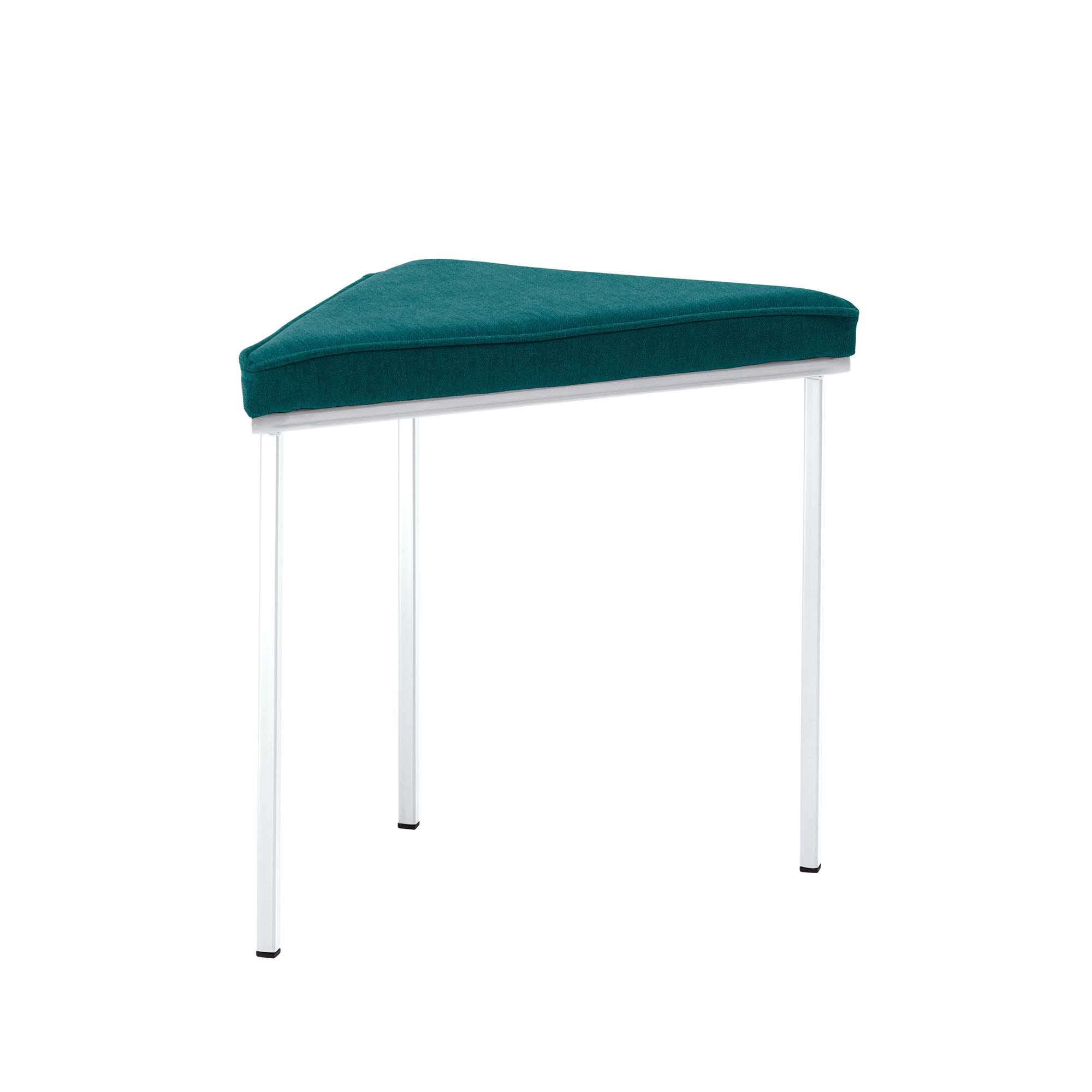 Tripod Stool, Powder-Coated Frame blue fabric, white frame, front view