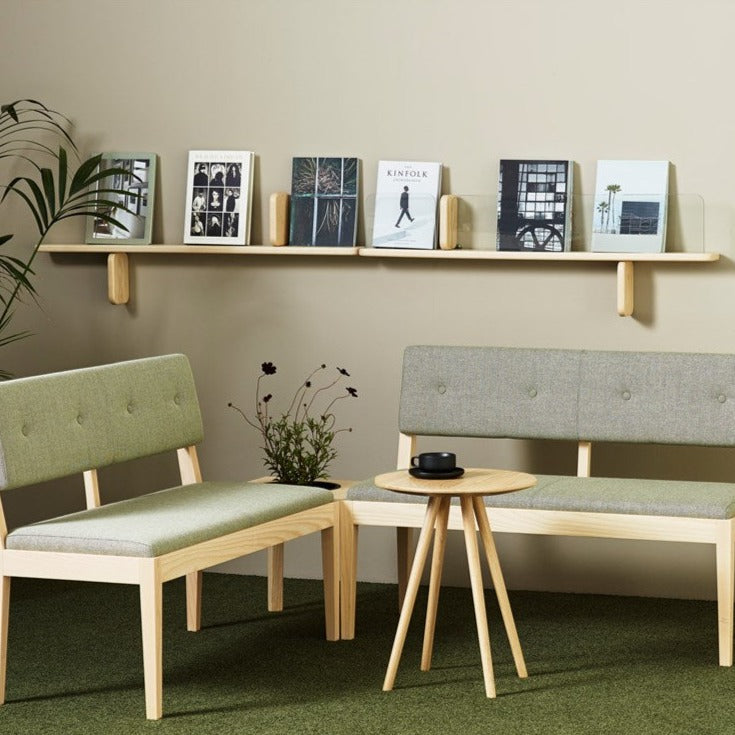 PART Shelf natural, interior view with tables and books