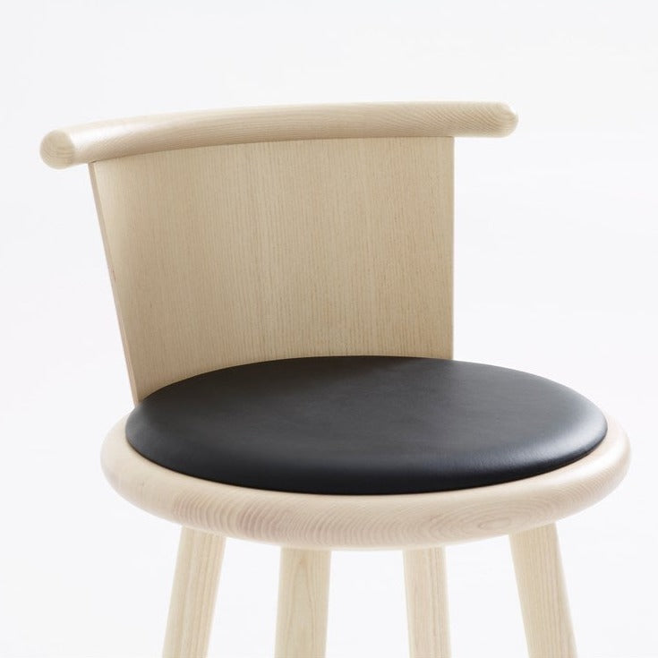 MILO Stool with Backrest natural, black seat