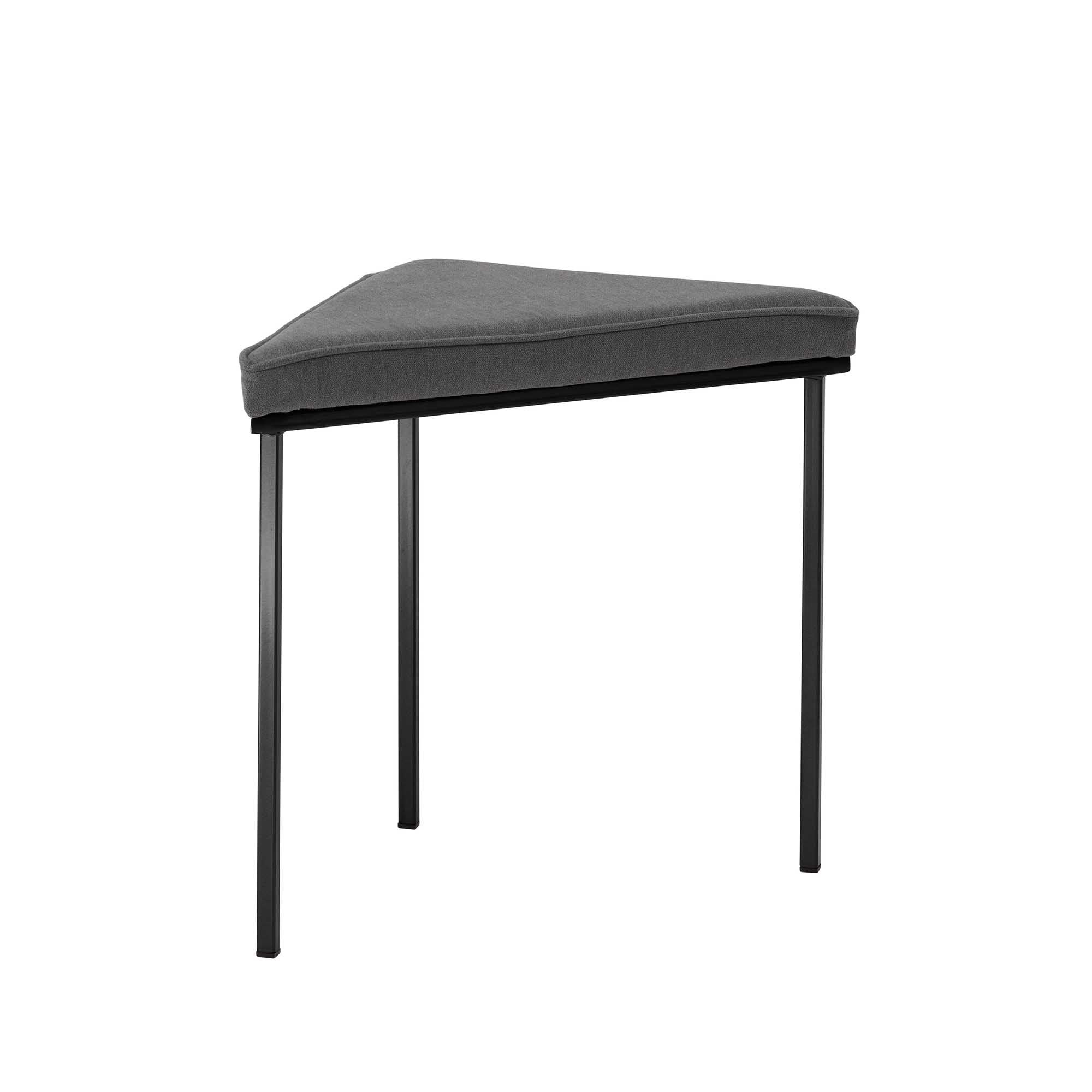 Tripod Stool, Powder-Coated Frame grey fabric, black frame, front view