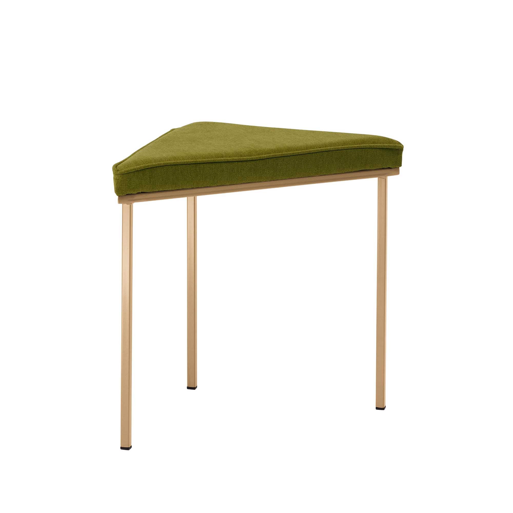 Tripod Stool, Powder-Coated Frame green fabric, yellow frame, front view
